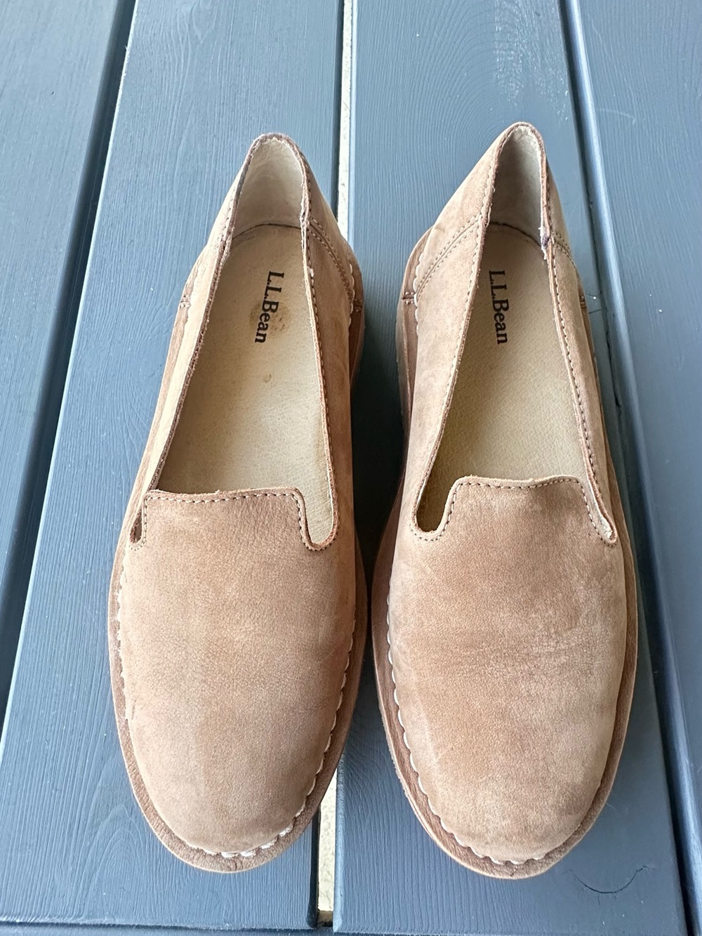 L.L. Bean Men's Suede Slip-On Loafers in Light Brown size 8